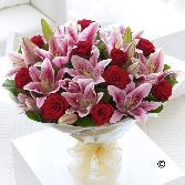 Red Rose and Pink Lily Hand tied